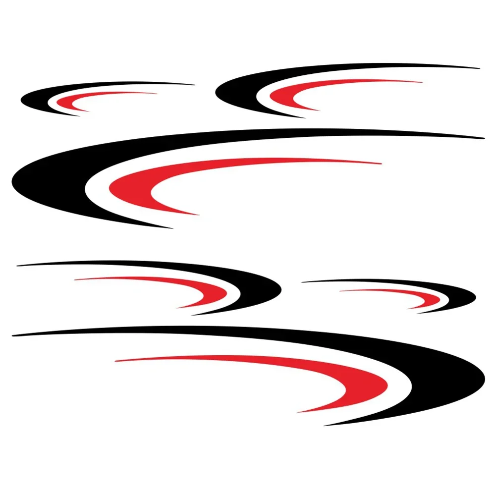 

1 Set Of Stickers Large Size Black+Red Stripes Decal Stickers for Camper RV Trailer DIY Personalized Car Decor