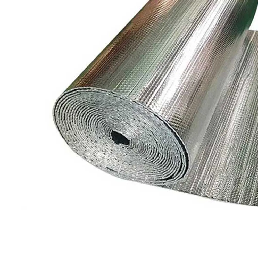 Double Sided Aluminum Bubble Foil Insulation 3.2m X 60cm Silver Radiator Wall Roof Heat Reflector With Pads Easy Install Film