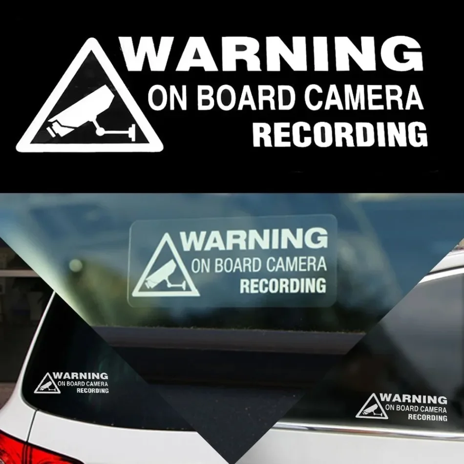 

1x Car Window Warning Sign on Board Camera Recording Motorcycle Car Styling Vinyl Sticker Decor Decal Monitoring Sticker Camera