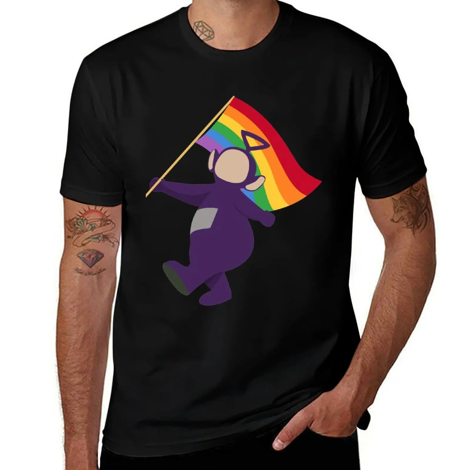

Tinky Winky Pride T-Shirt cotton graphic tees T-shirts oversize anime t shirts black t-shirts for men