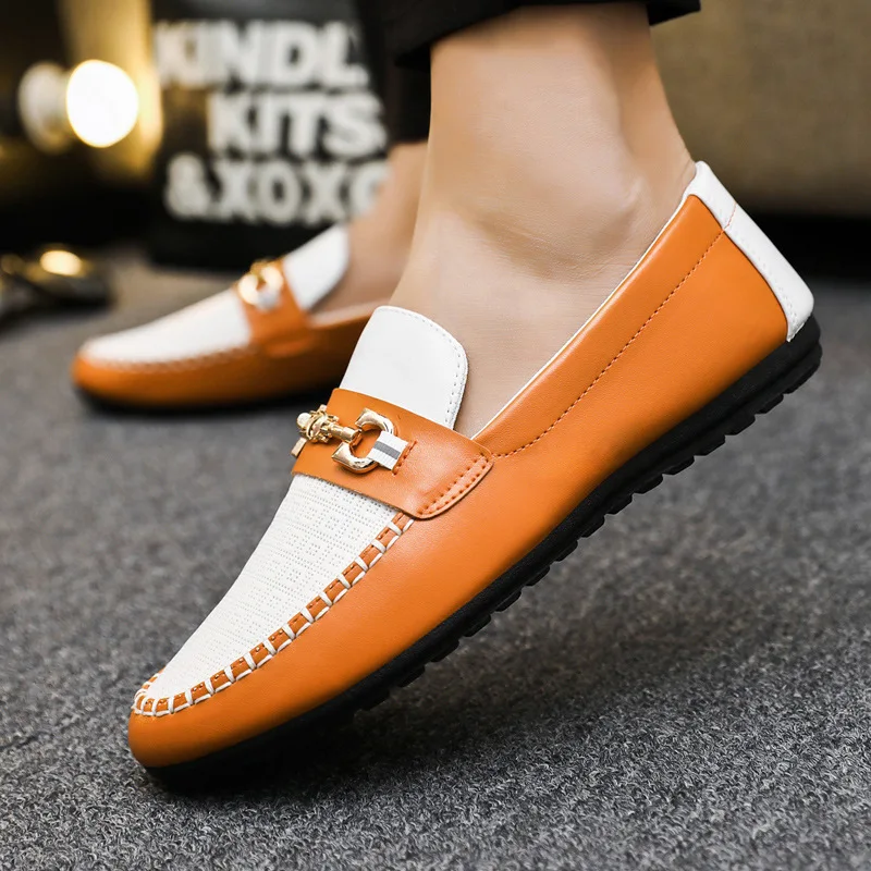 2023 New Genuine Leather Men Casual Shoes Autumn Men Casual Driving Shoes Breathable Trend Versatile Soft Sole Simple Loafers