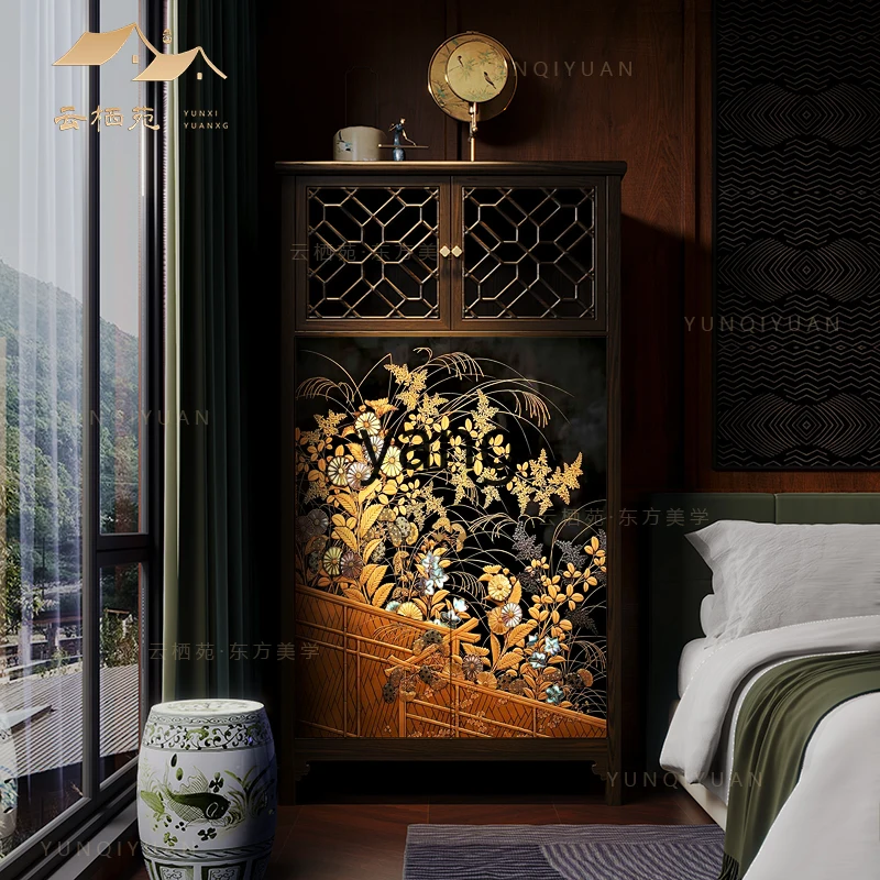 CX solid wood wardrobe household bedroom Song Dynasty aesthetic storage side cabinet