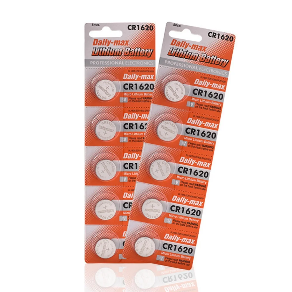3V CR1620 Lithium Button Battery CR1620 Coin Cell DL1620 BR1620 for Watch Car Audio Speaker Scale Shaver Long Lasting Power