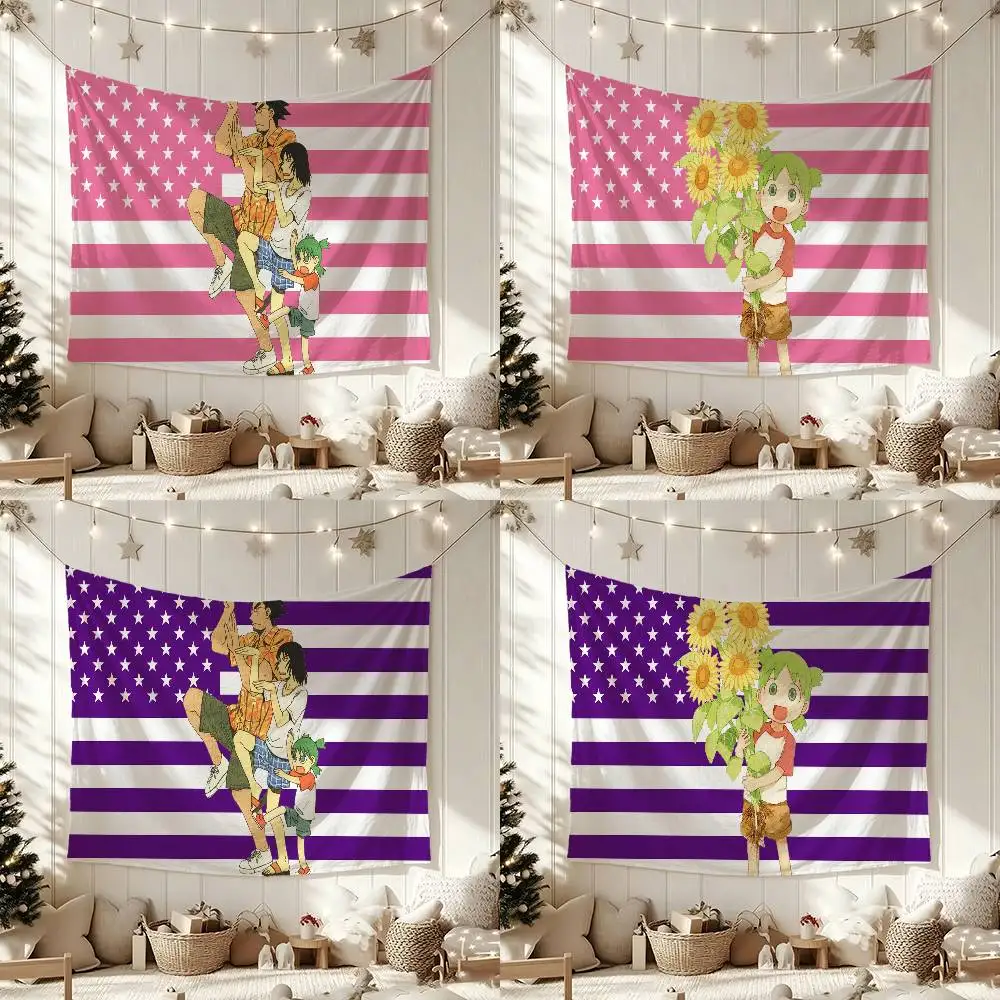 Comic Y-Yotsuba to Flags Wall Hanging Background Art Banner for Bedroom Home Outdoor Decor