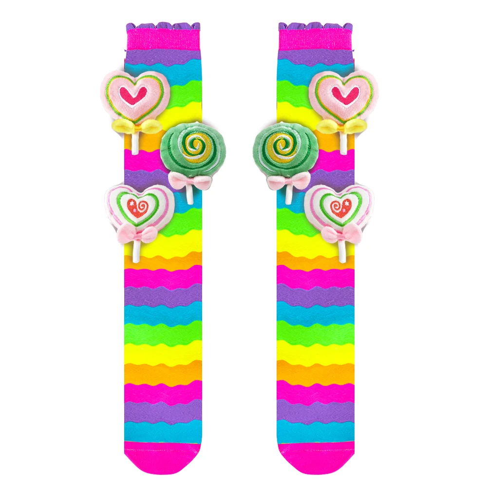 Girls' Mid Socks Rainbow Girls' Flower Handmade Mid Socks Over Knee High Stretch Socks Girls' Adults Can Wear