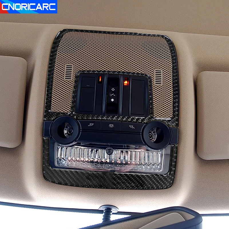 カーボンファイバートリムフロントルーフ読書灯ランプフレームストリップ装飾ステッカーカーアクセサリー-bmw-x5-e70-x6-e71-2009-2013用