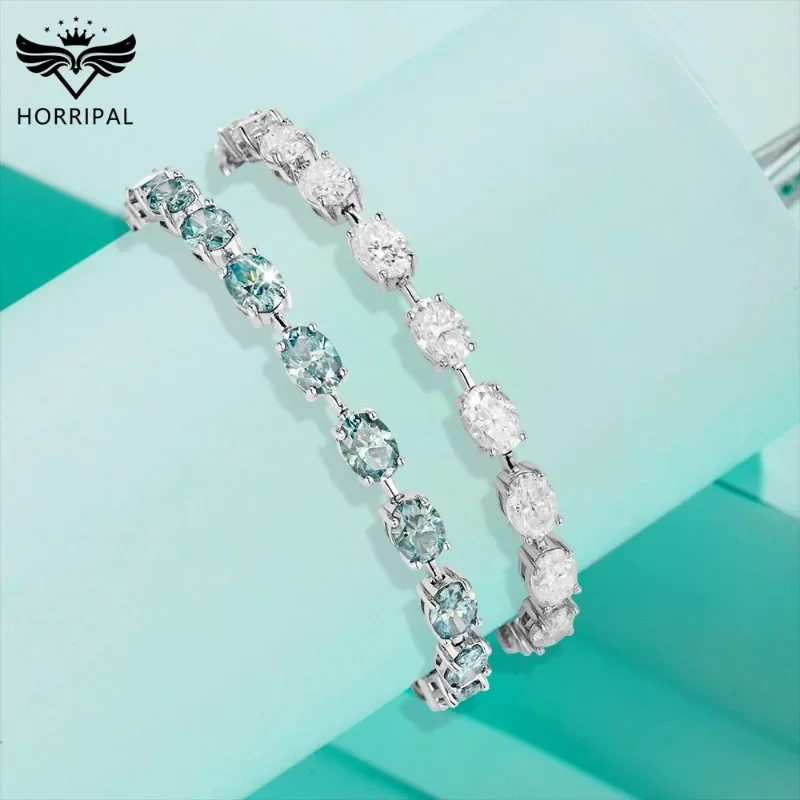 

Hip Hop Oval Moissanite Tennis Bracelet for Women Men with Certificate Jewelry S925 Sterling Silver Party Bracelets High Quality