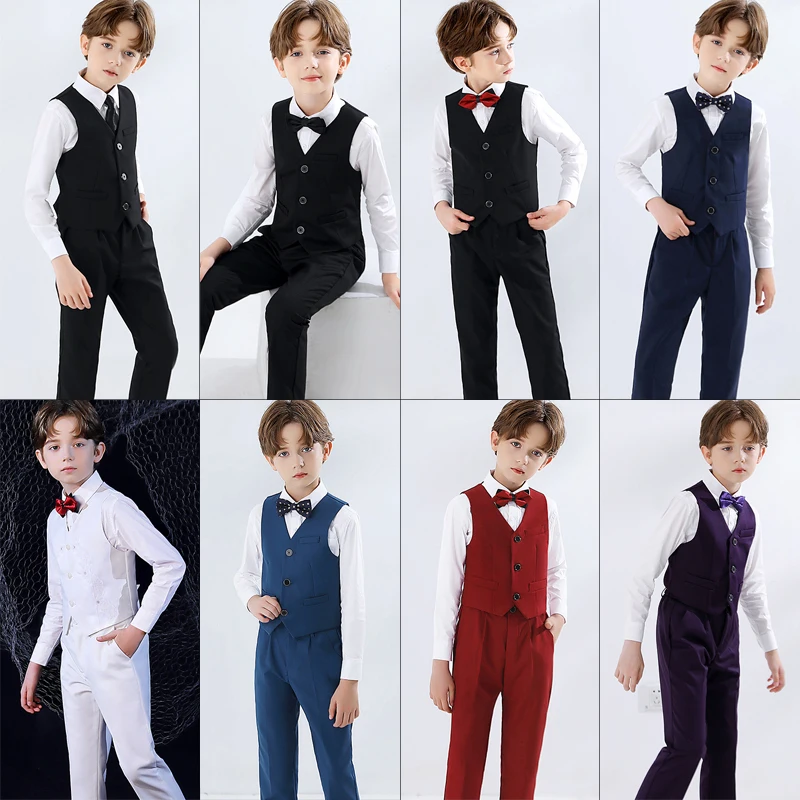 

100-170cm Full Set Children's Tuxedo Suit Students' School Uniform Graduation Performance Costume, Boys Birthday Party Outfit