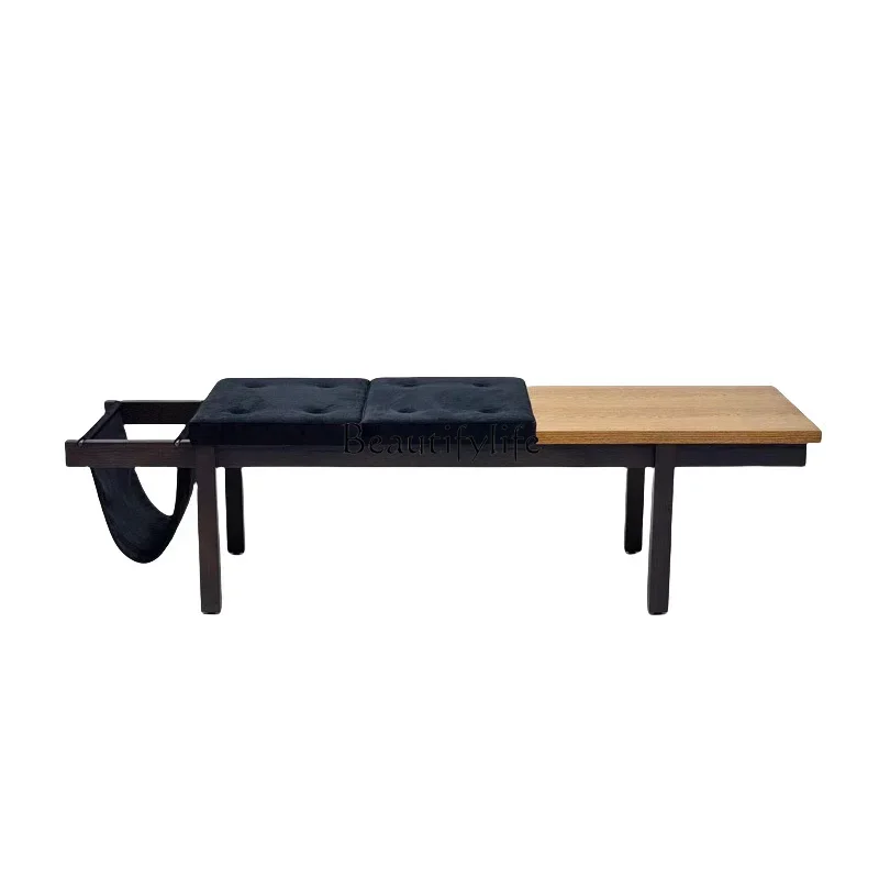 LJY*New Chinese creative solid wood sofa stool foyer entrance villa living room storage restaurant bench