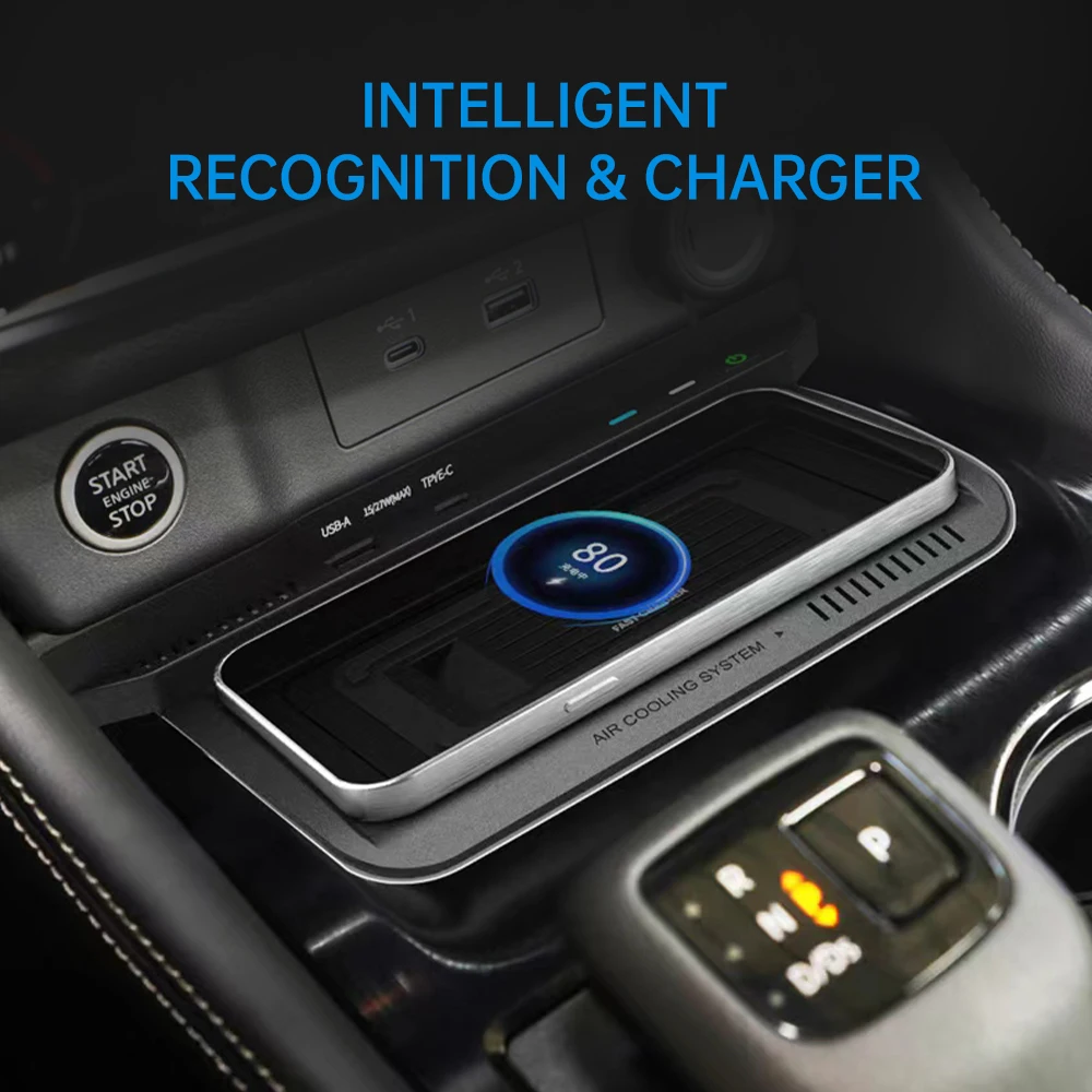 Almohadilla de carga inalámbrica para coche de 15W para Nissan Xtrail 2021-2025, soporte para cargador de teléfono, montaje móvil, carga rápida, Plug and Play Interior