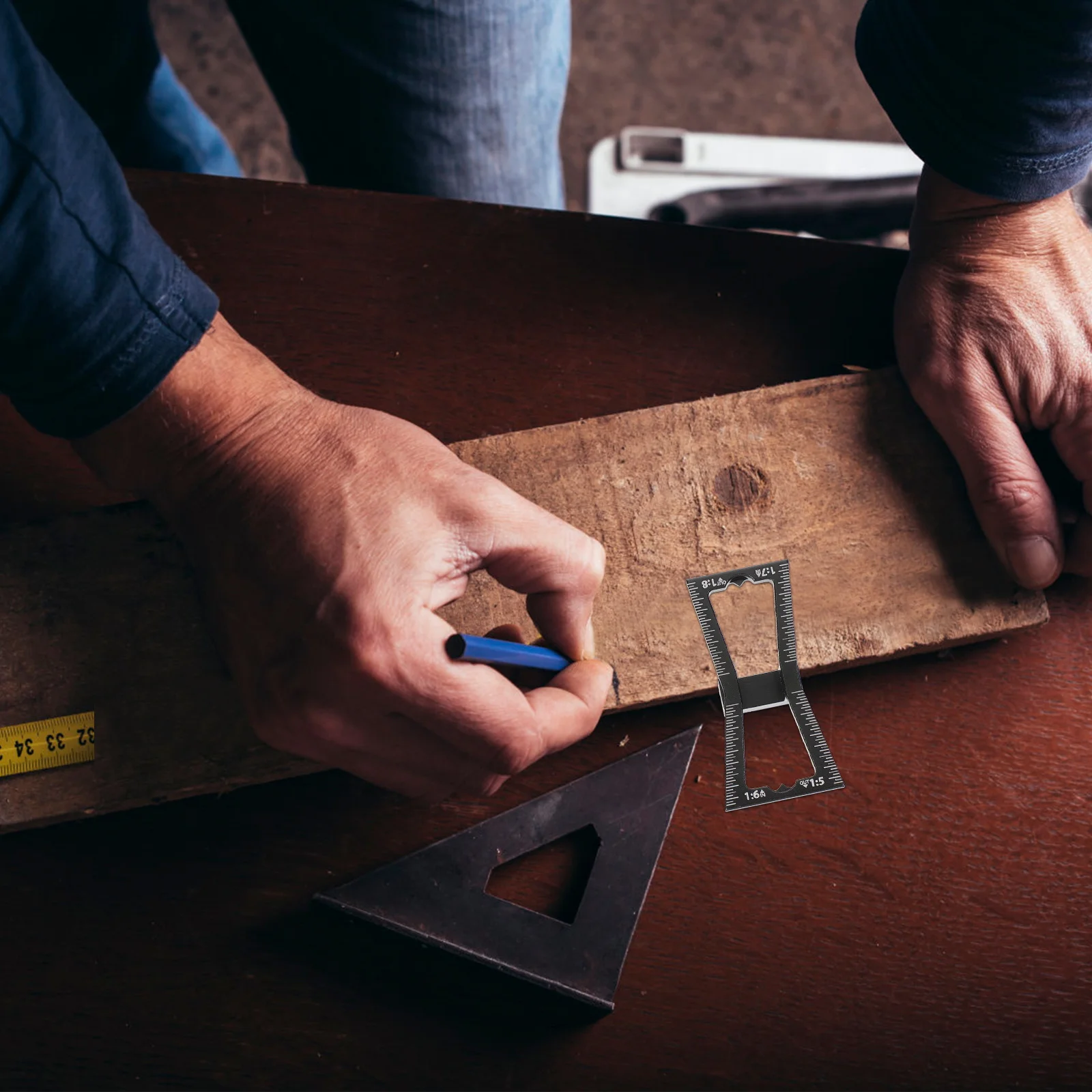 

1Pcs Wood Dovetail Tool with Gradual Measurements Lightweight Dovetail Gauge for Timber Splicing Right Angle Connection