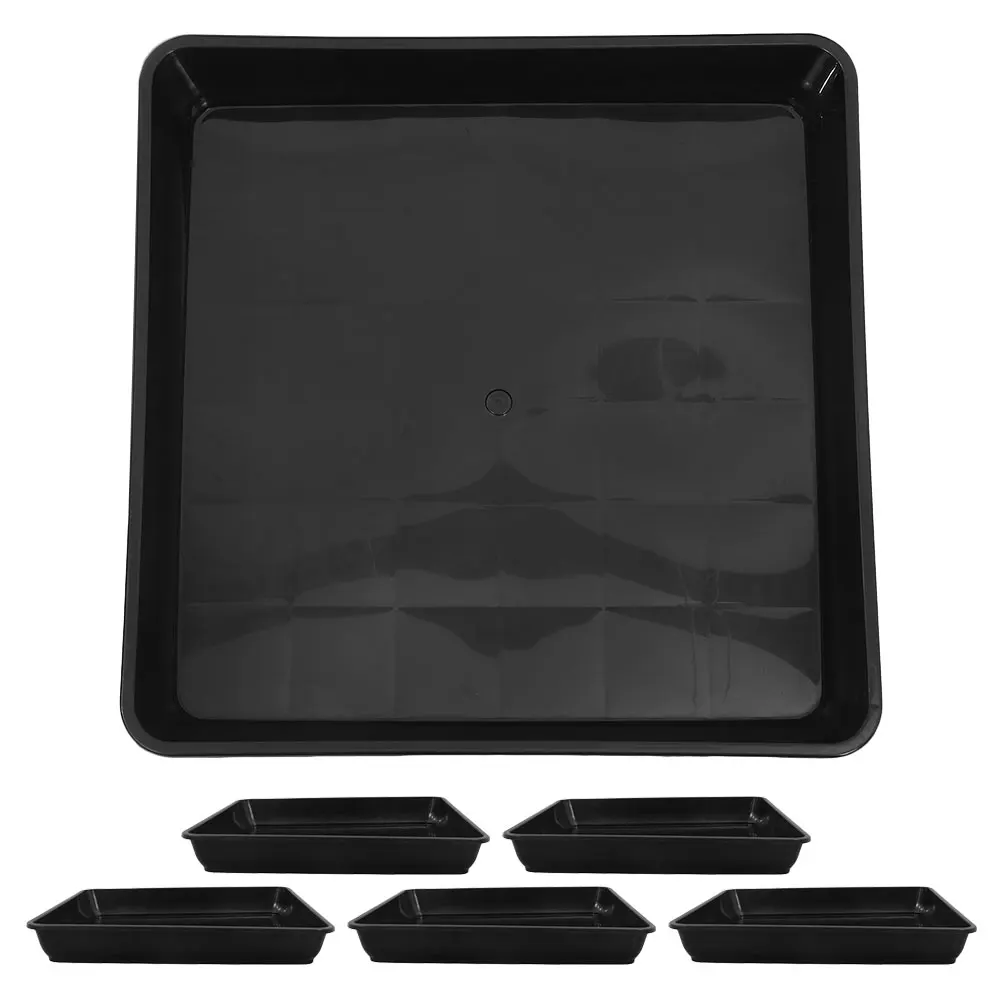 

6pcs Flower Black Plastic Square Planter Saucer Water Catcher For Plants Drip Indoor Outdoor Pot Drainage Tray Square Drip