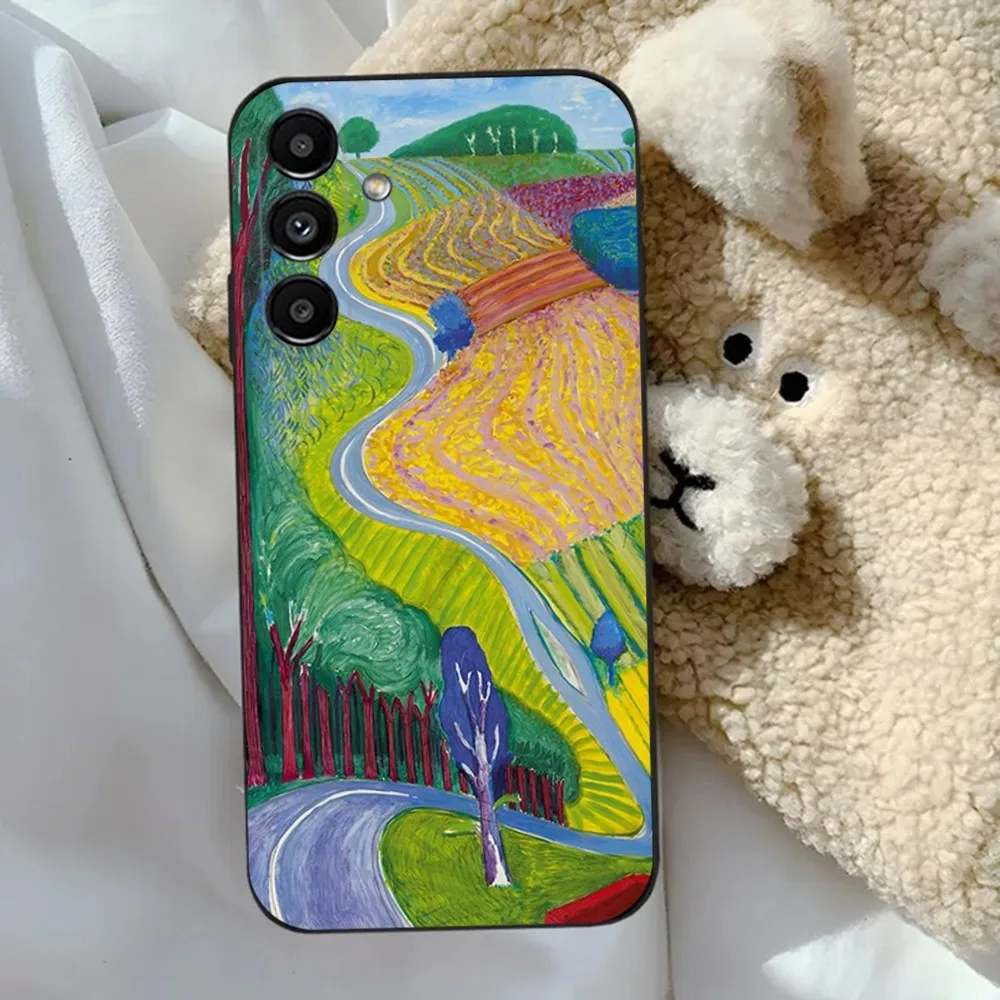 David Hockney Art Phone Case For Samsung S24,23,22,30,21,10,9,Ultra,Plus,Lite,FE,5G Black Soft Case