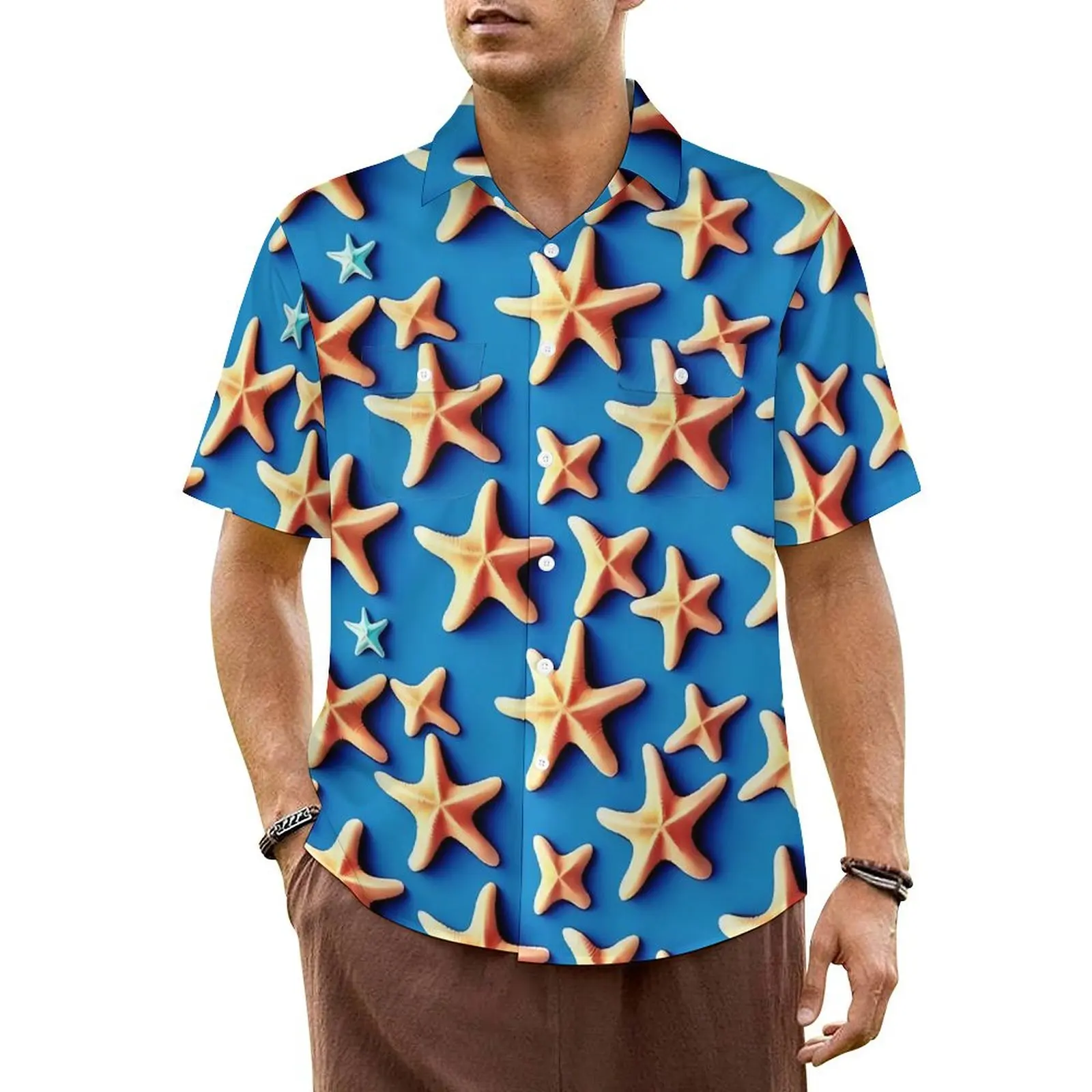 

Starfish Are Stars Beach Shirt Men Funny Marine Life Classic Casual Shirts Hawaii Short Sleeve Stylish Graphic Oversized Blouses