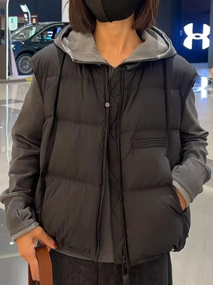 

Модная женская укороченная куртка-жилет на осень-зиму, новая модель, маленький размер, универсальная, повседневная, однотонная, на молнии