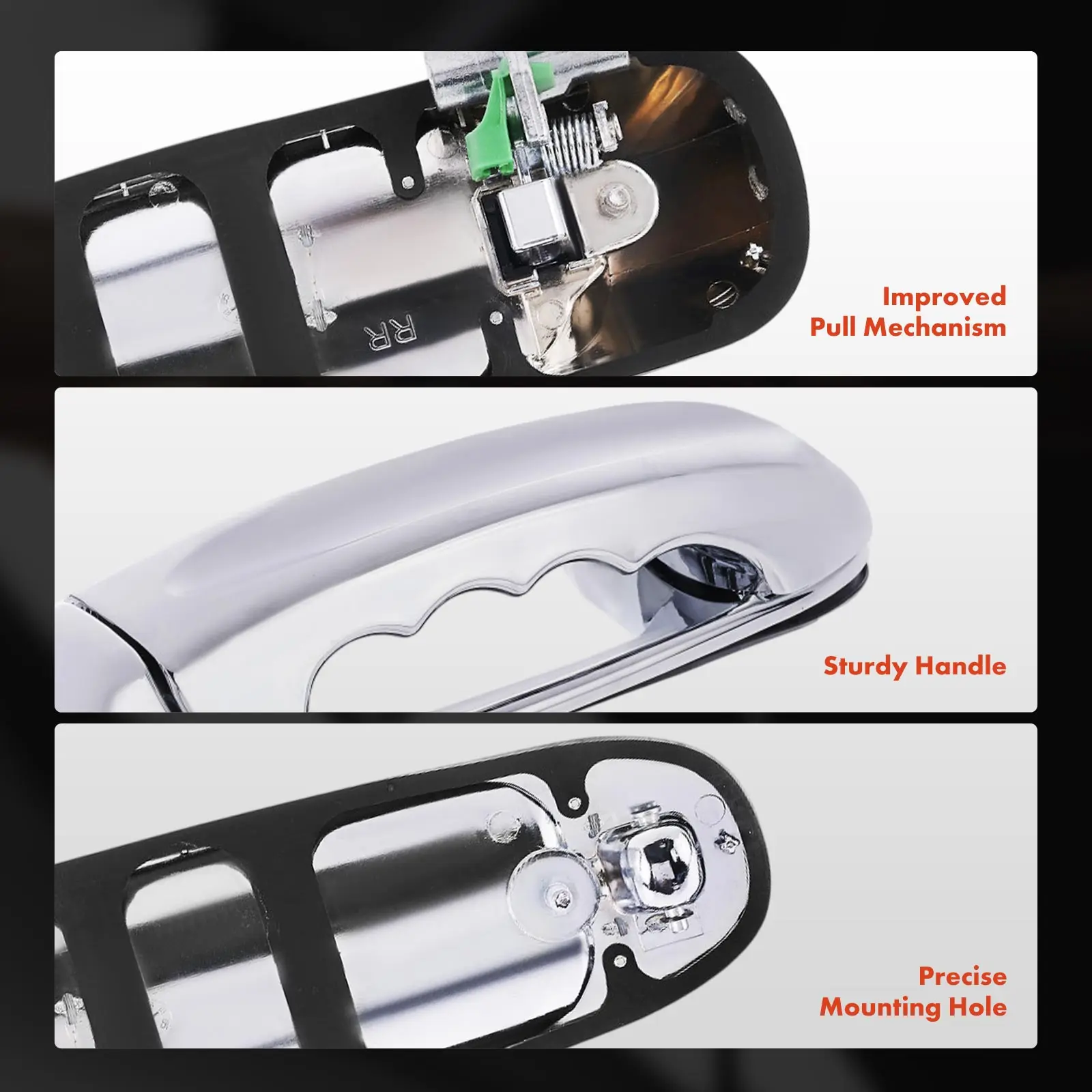 A-Premium Rear Passenger Side Exterior Door Handle for Ram Dakota 2011 Dodge Ram 1500 02-08 Ram 2500 05-09 Ram 3500 06-09 Dakota