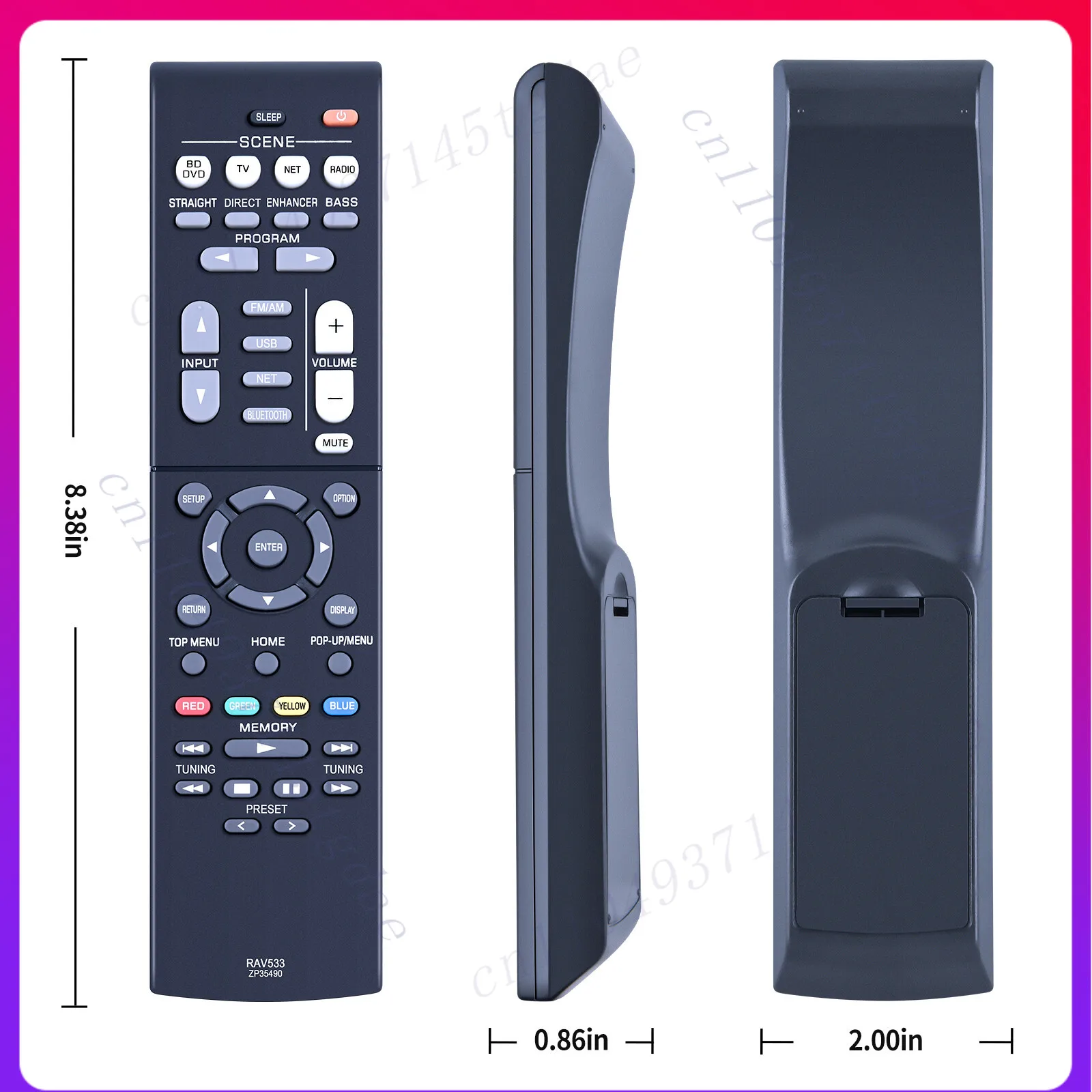

3Pcs RAV533 ZP35490 for Yamaha AV receiver remote control RX-V479 RX-V579 RX-V479BL-