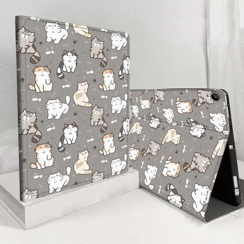 Cat Cartoon Cute Pattern For Samsung Galaxy Tab S11 A11 A9 A8 S6 A 10.1 A7 10.4 Plus 2025 2023 2022 Tablet Case