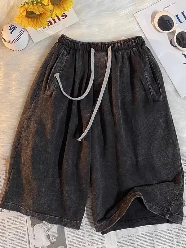 

Extra Large 300 Pounds American Retro Cool Casual Pants Men Summer Loose Trendy Sports Five-Quarter Shorts Trendy Youth Cotton