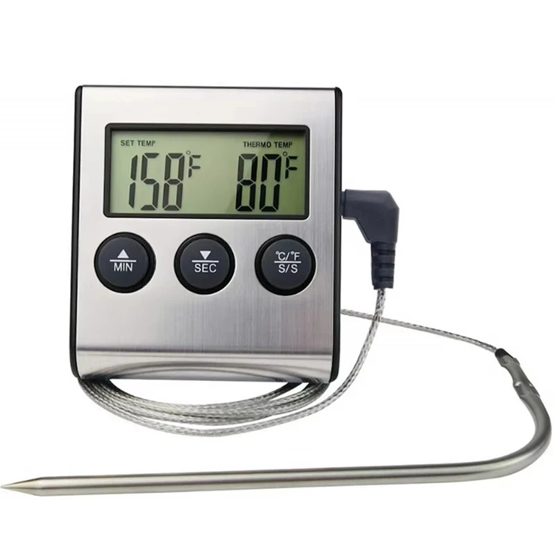 Termômetro digital de cozinha para carne, com linha de extensão, forno, temperatura da carne, sonda para cozinhar churrasco, temporizador