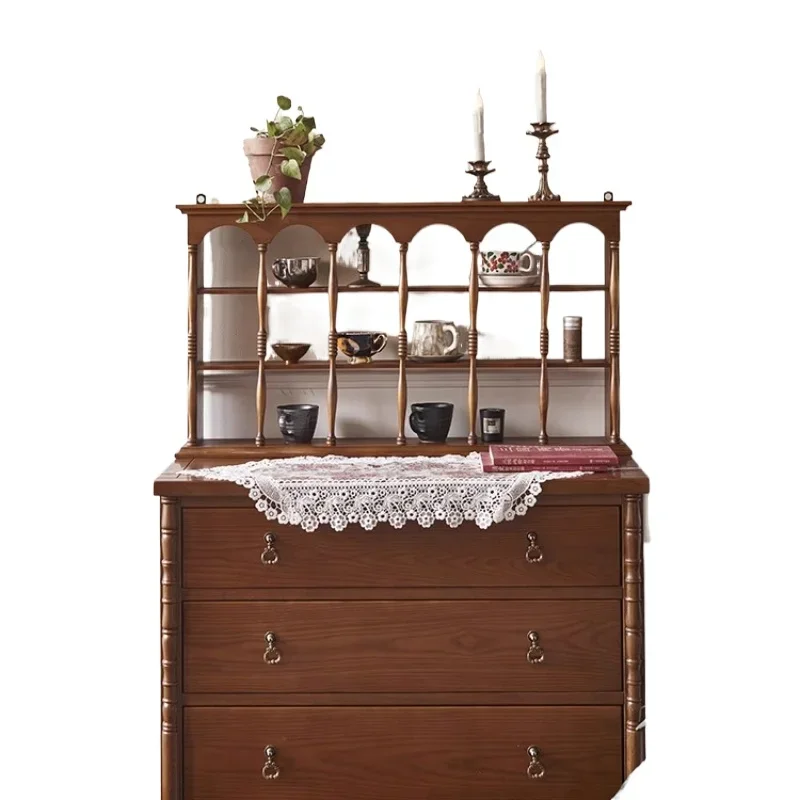 

French retro solid wood cup holder, medieval European coffee mug wall hanging storage rack