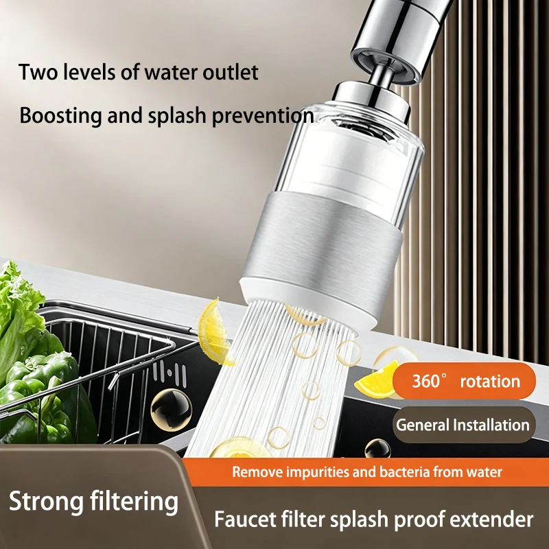 Two-speed Faucet Filter Mouth Kitchen Universal Anti-splash Head Extender Dechlorination Water Purifier
