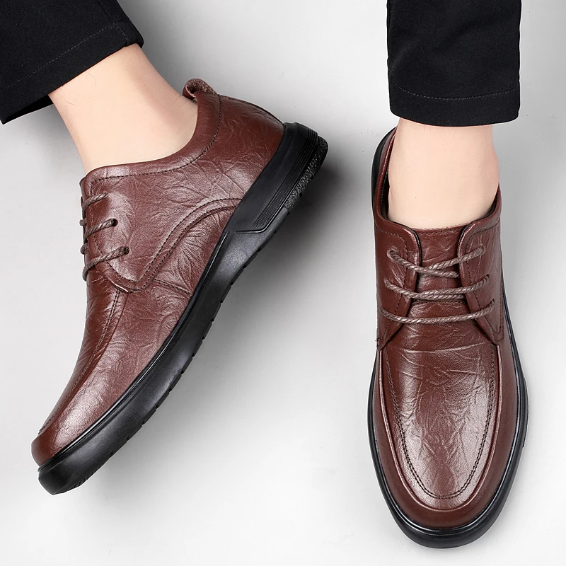 

Men Derby Shoes with Lace Up Flat Bottom Business Dress Casual Shoes