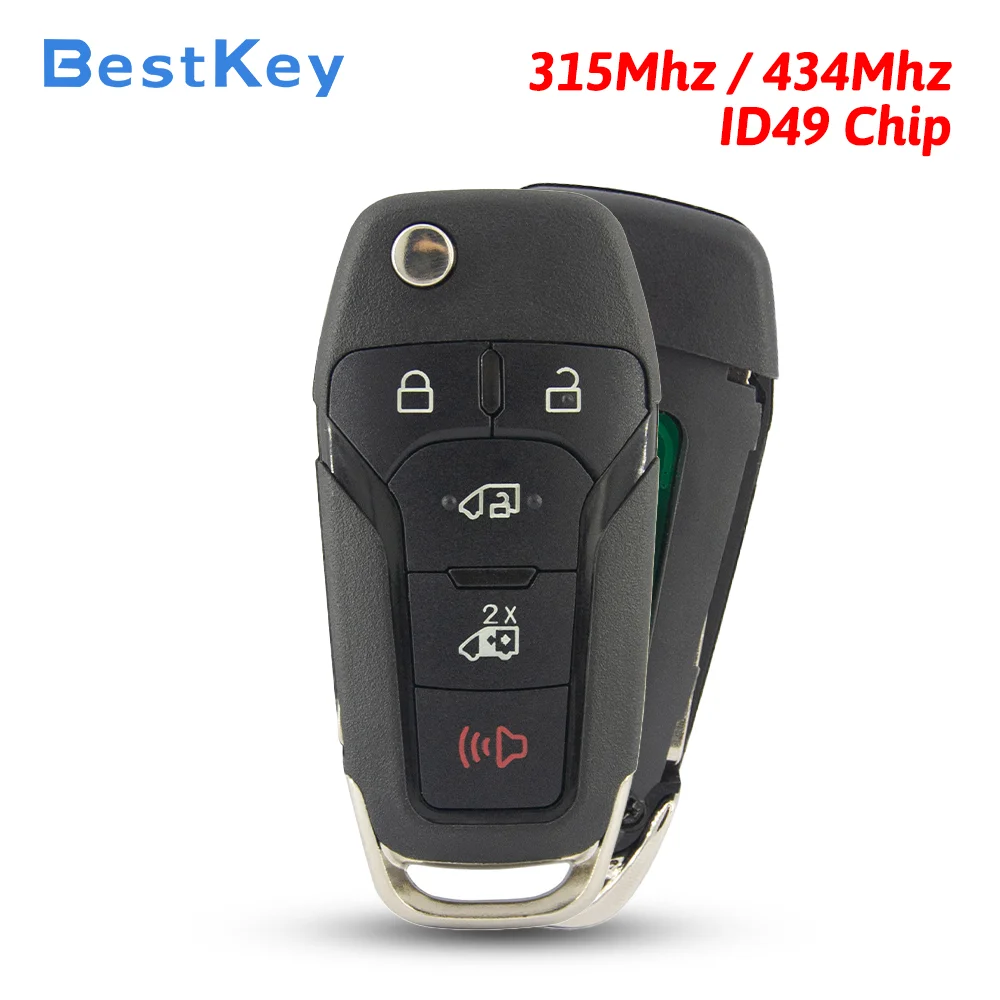 Best Key FCC N5F-A08TAA PN 164-R8255 5 Button Flip Remote Key 315MHz / 434MHz ID49 Chip for 2020-2023 Ford Transit Connect