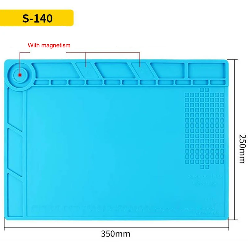 1PCS S130/S140 Insulation pad 350mm*250mm With magnetism/Without magnetism soldering mat for Electronic mobile phone repair tool