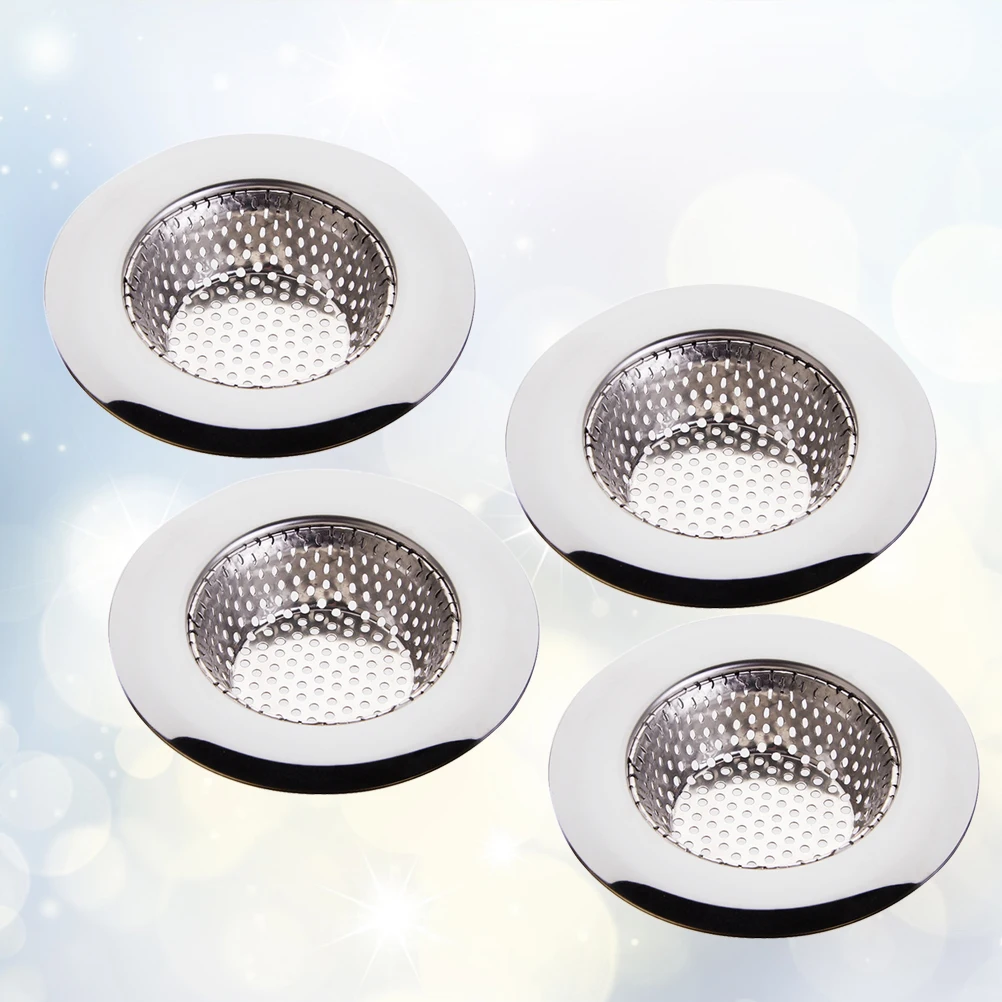 

4pcs Stainless Steel Drain Strainer For Kitchen Sink Bathroom Floor Bathtub Plug Sewer Filter Size S Silver Durable Leak Proof