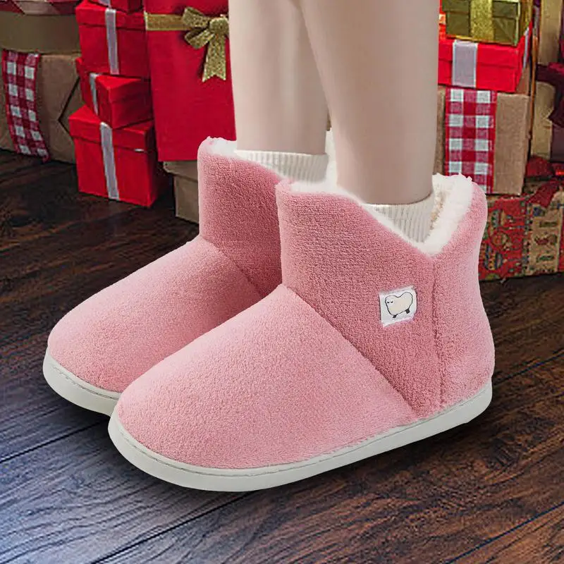 Fuzzy Slippers Women Warm Women Winter Shoes With V-Shaped Opening Design Anti-Slip Winter House Shoes For Indoors Outdoors Men