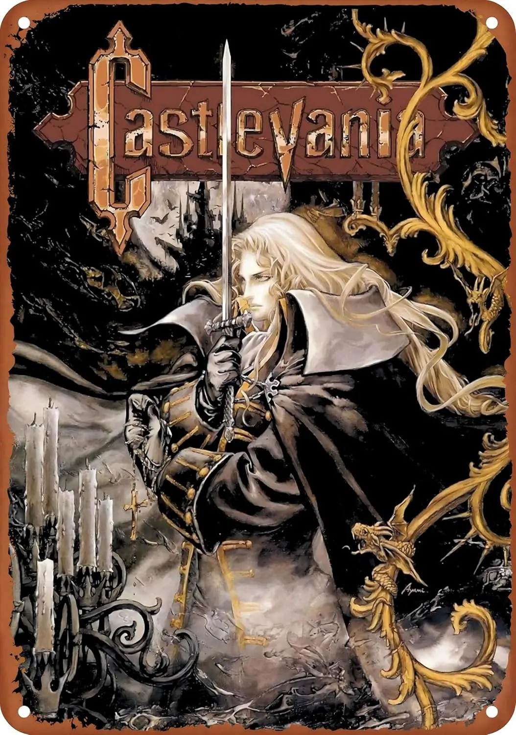 Castlevania:Symphony of the Night Poster, Vintage Metal Aluminum Tin Sign, Wall Decor, 8 x 12 Inch