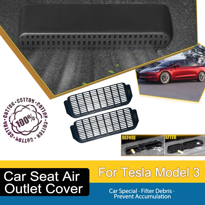 

Car Air Condition Vent Cover Fit For Tesla Model 3 All Year ABS Under Rear Seat Protective Film Moulding Outler Auto Accessories