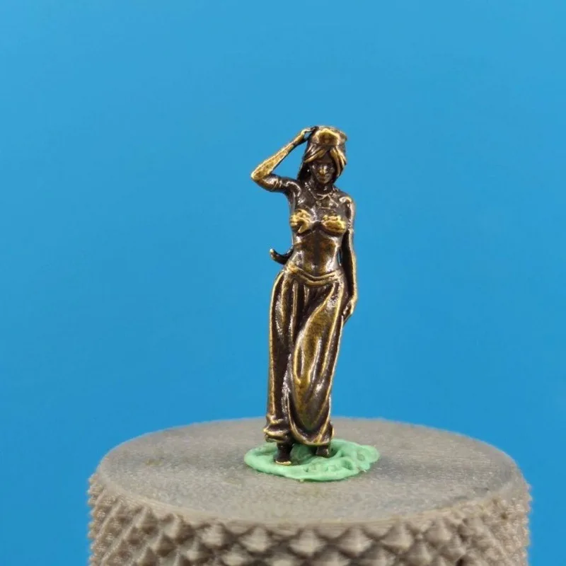 Metal Brass Long-haired Beautiful Girl Action Figures Personality Miniature Ornament Accessories Micro-scene Photography Props