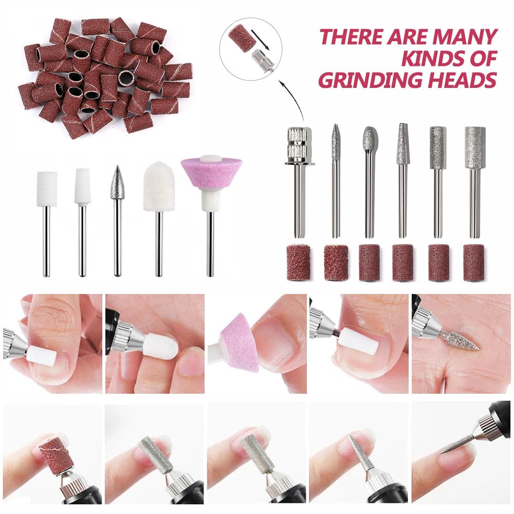 YIKOOLIN Acrylic Nail Drill Kit Electric Nail File 20000 RPM Portable Electric Nail Drill Bits Gel Remover Nail Tools