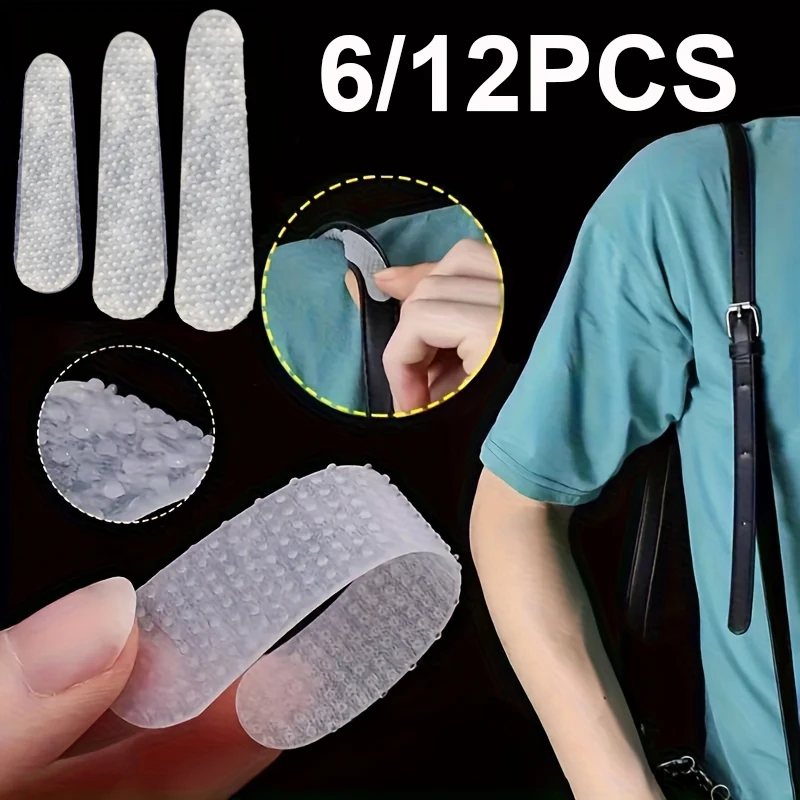 6/12Pcs Clear Silicone Anti-Slip Stickers for Bags Prevent Bag Slipping Off Shoulders Bag Strap Non-Slip Pads Adhesive Grips