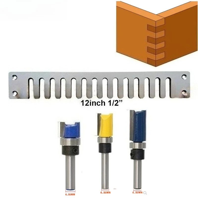 12 Inch 1/2 Inch Dovetail Template Router Kit for Woodworking Straight Tenon Milling Cutter Tool Set for DIY Crafting