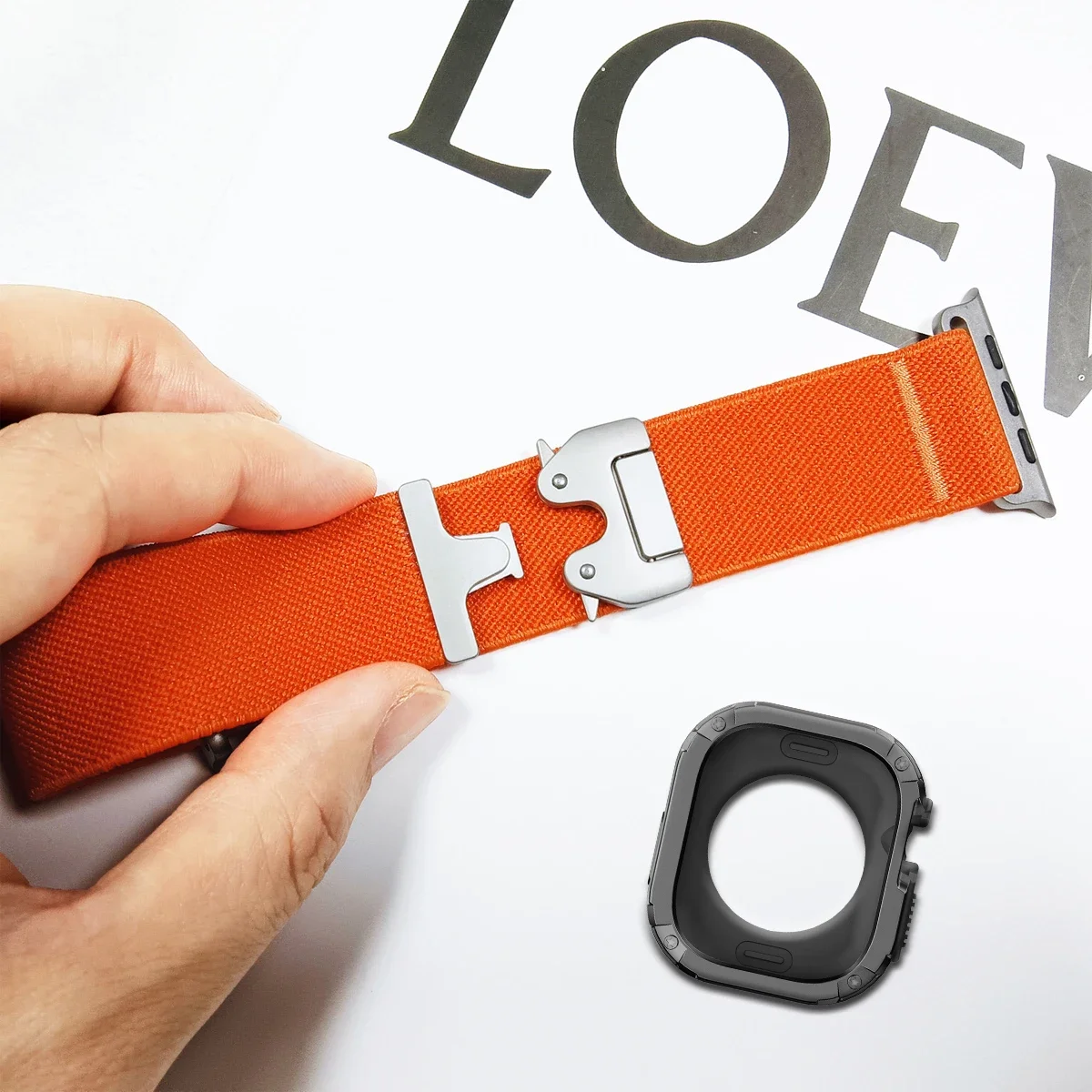 애플워치 울트라 밴드 49mm 10 9 8 7 45 46mm용 2 in 1 케이스+스트랩, 아머 보호 케이스 나일론 브레이슬릿 (아이워치 시리즈6 SE543 호환)