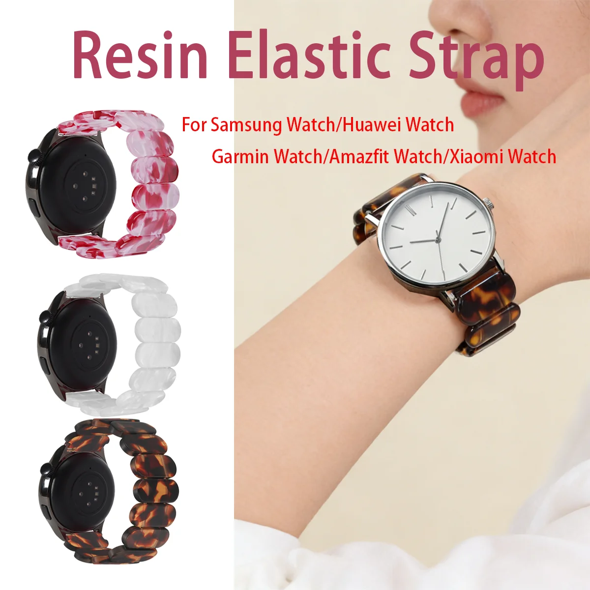 18/20/22mm Armband für Garmin Vivoactive 6/5/4, Elastische Harz-Armbänder für Galaxy Watch7 6 5 4/Huawei Watch GT6 5/Amazfit Bip6