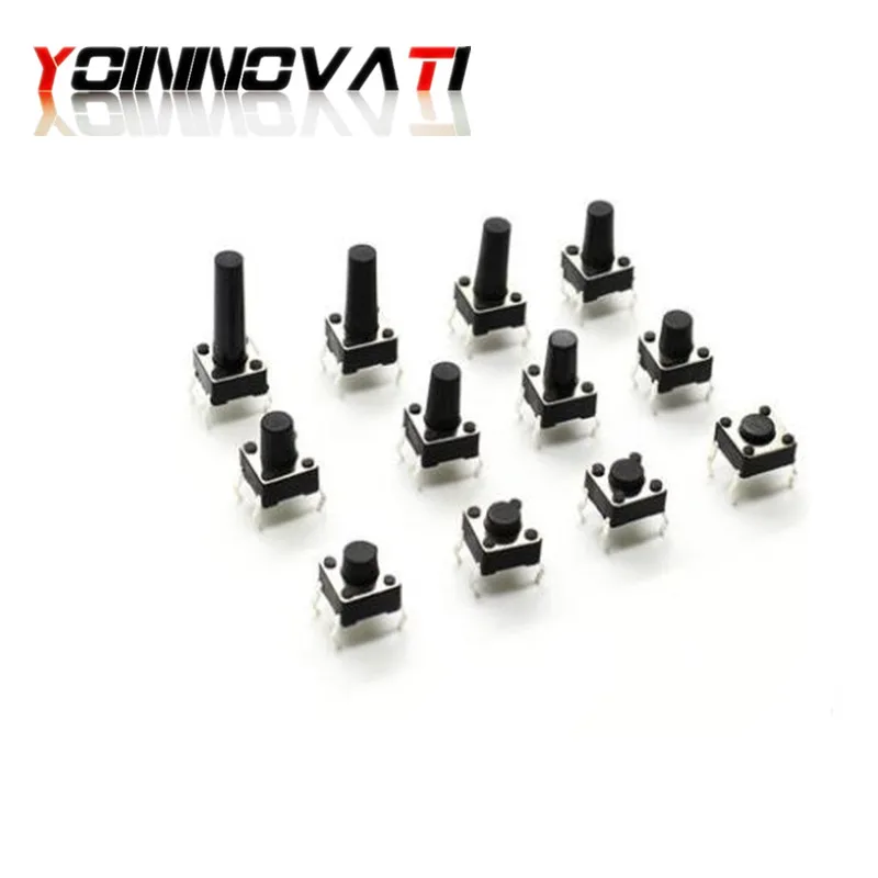 100PCS 6*6*4.3mm 5mm 6 7 8 9 10 11 12 6X6 4Pin Tactile Tact Push Button Micro Switch Self-reset DIP Switches