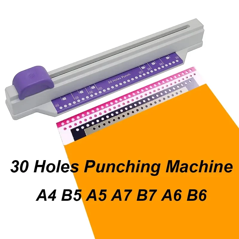 

New 1 Pcs Selling 30 Holes Punchersliding Light Duty Paper Punch 30 Holes A4 B5 A5 A7 B7 A6 B6 Large Capacity 5 Sheets