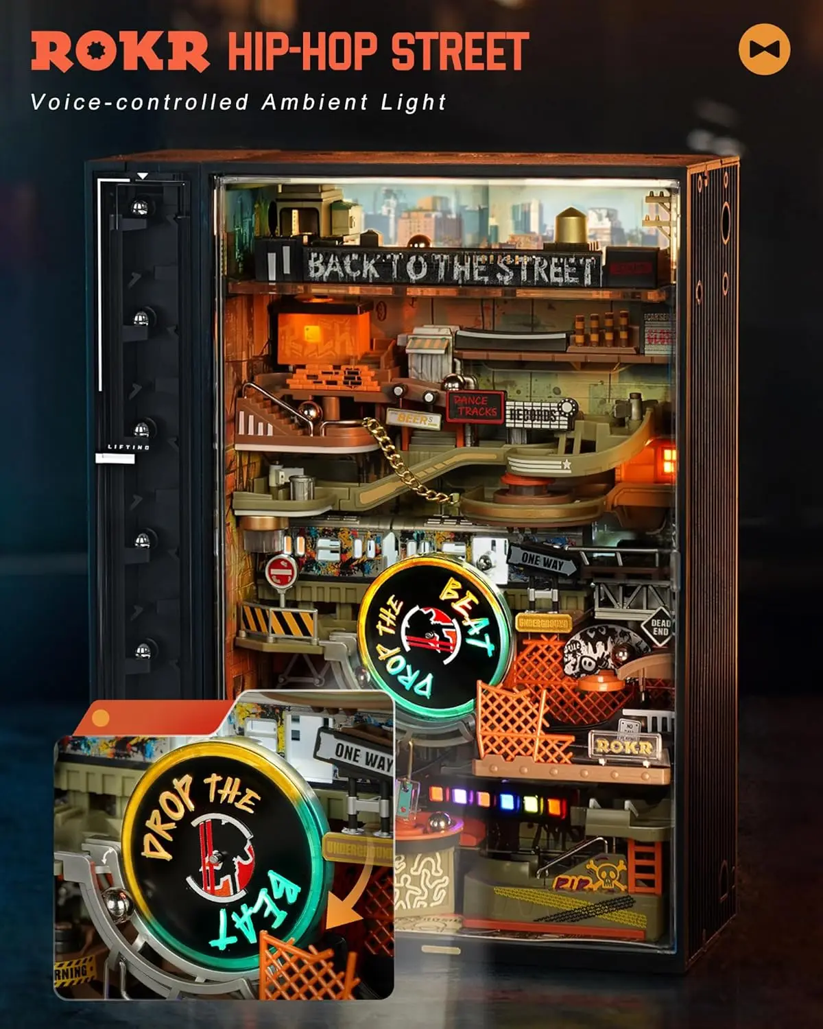 Robotime Rokr – Kits de modèles de course en marbre, décor de jeu de rue Hip-hop, décoration de bureau, monde parallèle MR03S, 134 pièces pour adultes