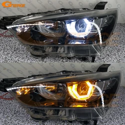 For MAZDA CX-3 CX3 DK Ultra Bright Switchback Turn Signal Cotton White Amber Hex LED Angel Eyes Halo Rings Light