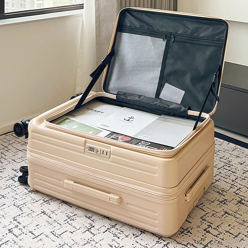 Large capacity new multi-functional side open suitcase women's expanded boarding case men's trolley case suitcase