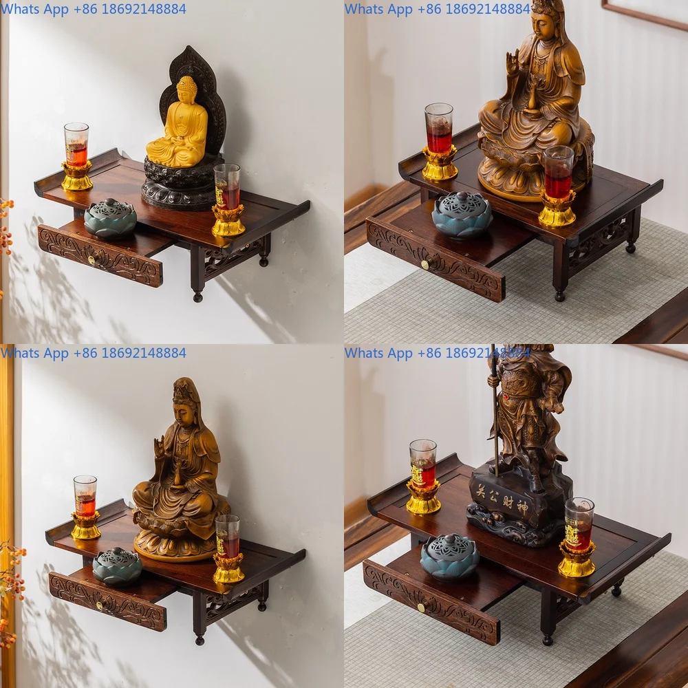 

Wall Mounted Wooden Buddhist Shrine Home Altar Table for Deity Worship