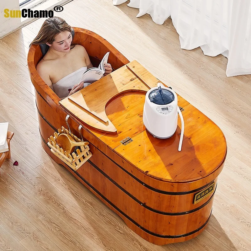 High Quality Cedar Barrel Bath Tub For Adults Wood Swimming Pool Safety Security Seat Support Household Bathtub