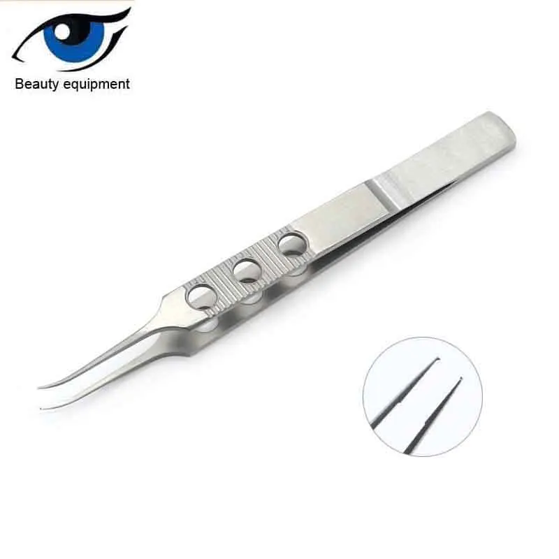 11CM Micros Stainless steel dovetailed straight/curved head tweezers platforms tweezers Ophthalmic forceps