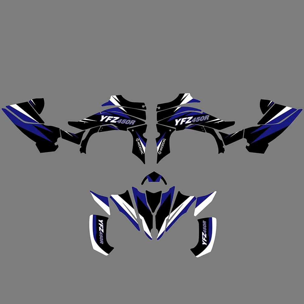 NICECNC For Yamaha YFZ450R YFZ 450R 2014-2022 ATV Grapgics Background Decals Sticker Kit Customize 2021 2020 2019 2018 2017 2016