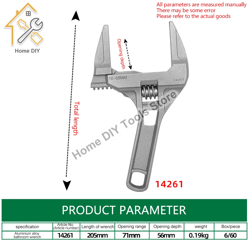 6/8/10 inch Adjustable Large Extra Wide Jaw Adjustable Spanner Multifunction Wrench Capacity Nut Universal Pipe Car Tool