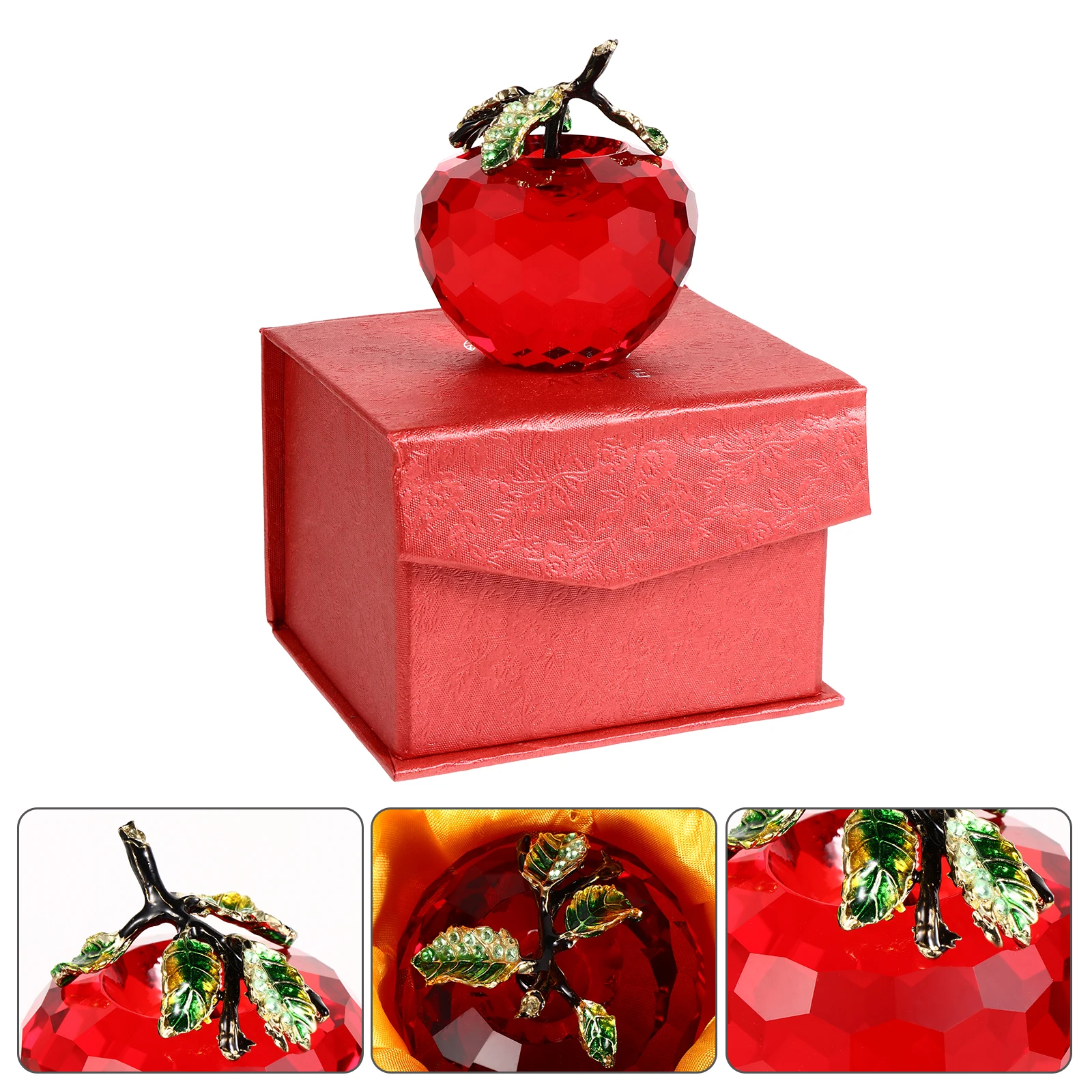 

1pc Facetted Crystal Apple Adornment Elegant Color Brightness Decorative Desktop Ornament Xmas Craft Home Mall Placement